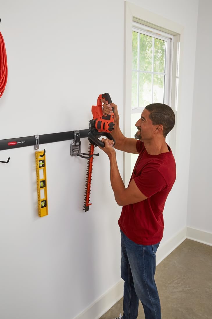 Rubbermaid Fasttrack Utility Hooks - Heavy-Duty 7-Piece Garage Storage Kit | Black Tool Organizer