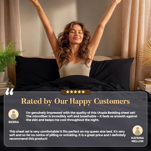 Utopia Bedding Twin Sheet Set - Soft & Breathable 3-Piece Microfiber Bed Sheets | Black