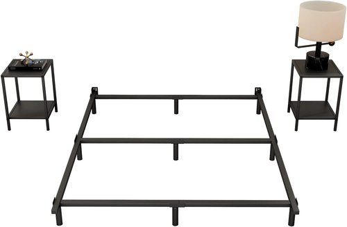 JetO Metal Bed Frame - Sturdy Heavy-Duty Platform Bed with 9 Legs Support | Black King Size, Easy to Assemble