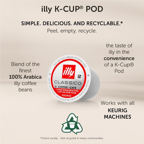 Illy Coffee K-Cup Pods - Intenso Dark Roast, 100% Arabica, Premium Italian Coffee, 32 Count