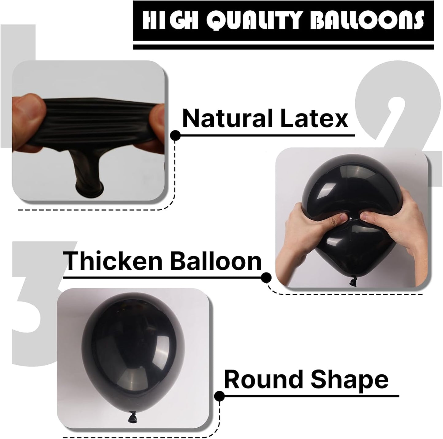 PartyWoo Black Balloons - 155-Piece Arch Kit with Various Sizes for Baby Shower & Birthday Decor