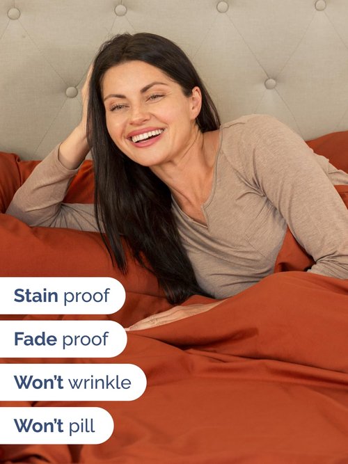 Extra Deep Full Sheet Set - 6 Piece Breathable and Cooling Sheets - Hotel Luxury Bedding for Women, Men, Kids & Teens - Easy & Secure Fit - Soft, Wrinkle Free & Comfy - Extra Deep Pockets - Terracotta