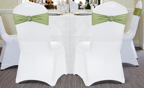 MDS Spandex Chair Sashes - Premium Stretch Covers with Buckle Slider for Weddings & Events | Sage Green, Pack of 100
