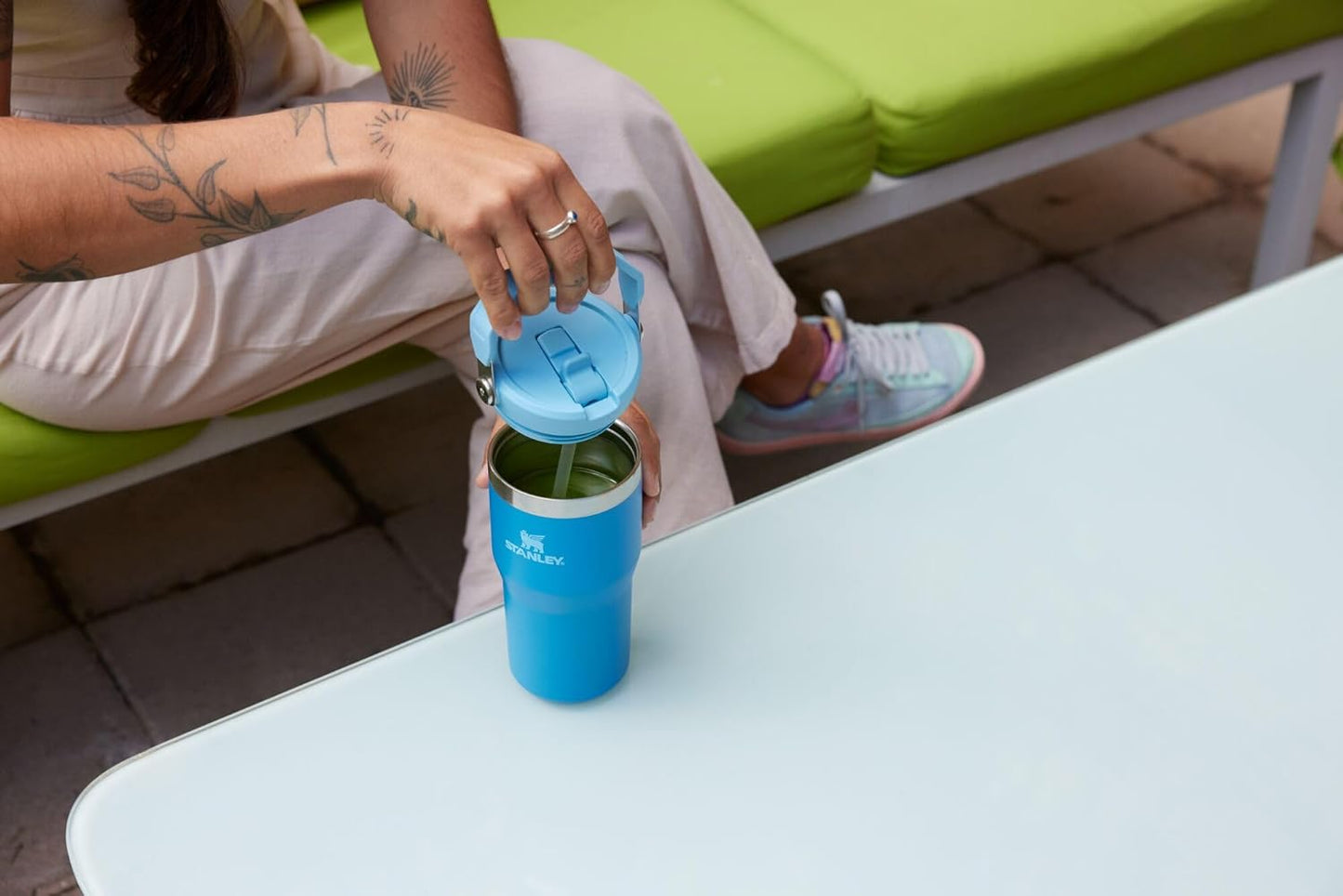 Stanley IceFlow 2.0 Tumbler - 20 oz Insulated Water Bottle with Flip Straw & Handle | BPA-Free | Black