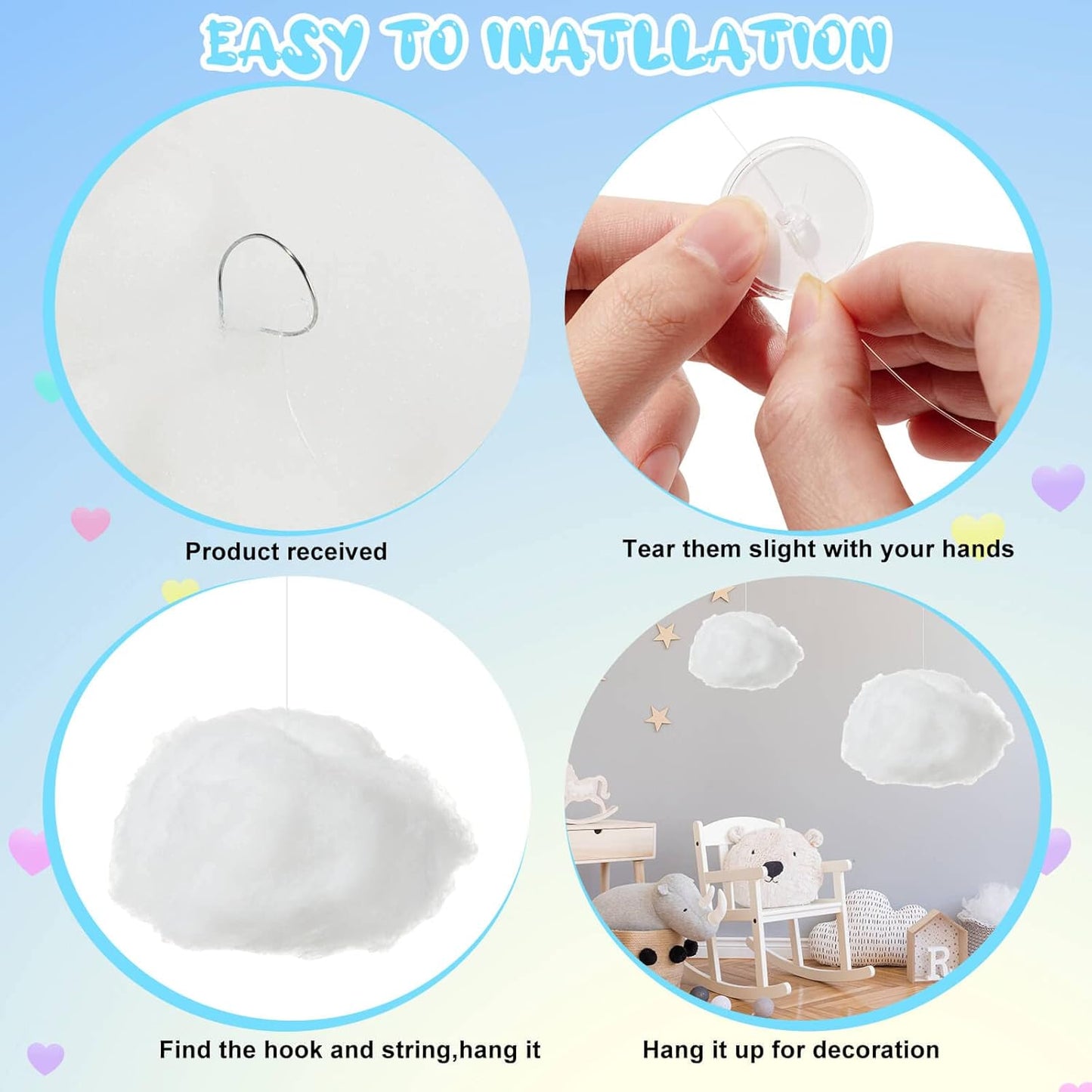 ZAUGONTW Artificial Cloud Props - Imitation 3D Hanging Ceiling Decorations for Weddings & Parties | Extra Small