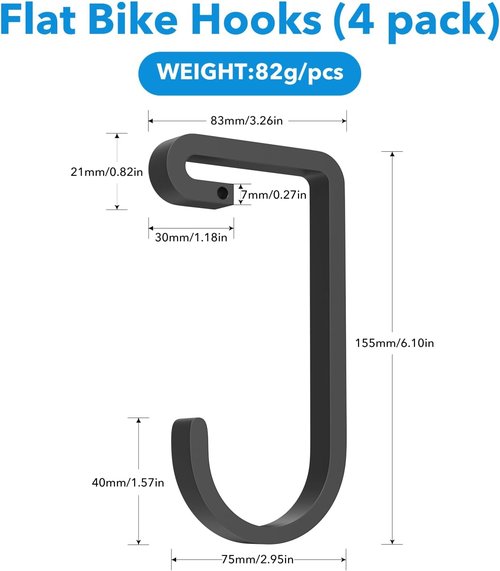 Bussdis Heavy-Duty Bike Hooks - Thickened Garage Ceiling Rack for Safe Overhead Storage | 4 Pack, 50 lb Capacity
