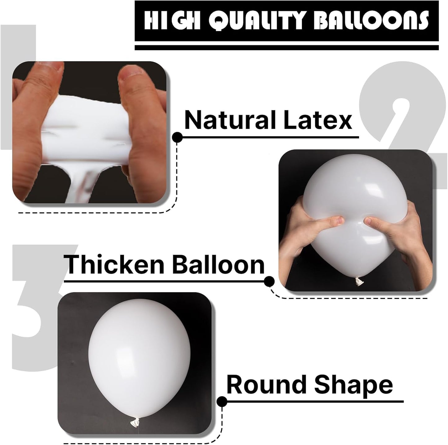 PartyWoo White Balloons - 101pcs 12-Inch Matte Latex for Weddings, Graduations & Celebrations