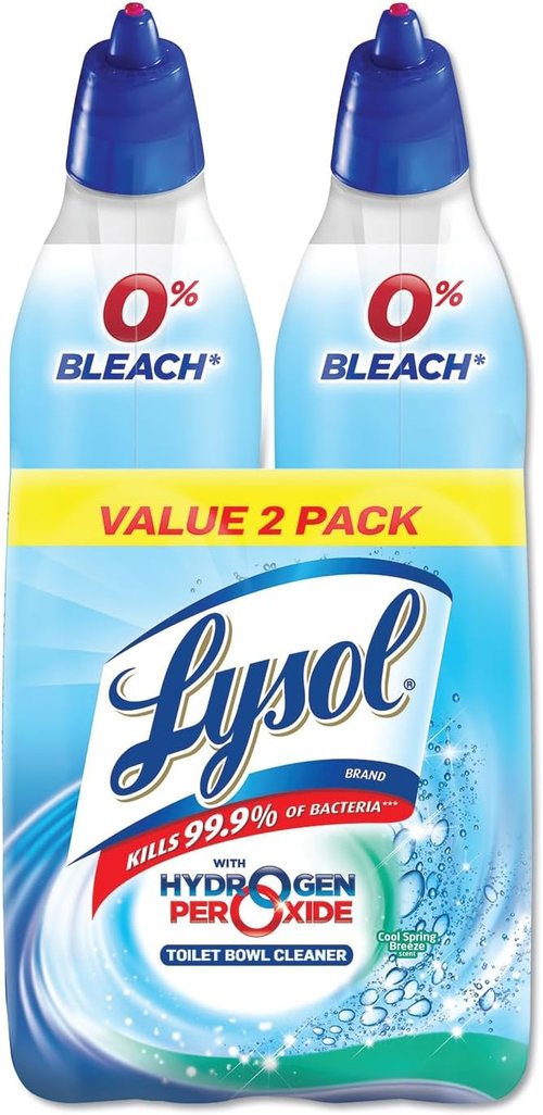 Lysol Power & Free Toilet Bowl Cleaner - Cool Spring Breeze Scent | 24 oz Bottle, 2-Pack