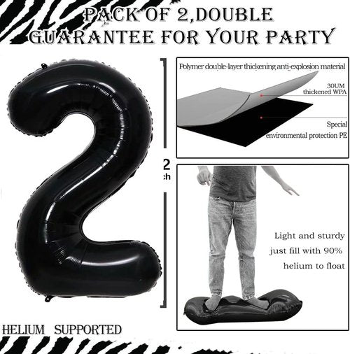 GOER 29th Birthday Balloons - 42 Inch Jumbo Foil Helium Decorations in Black | Perfect for Celebrations