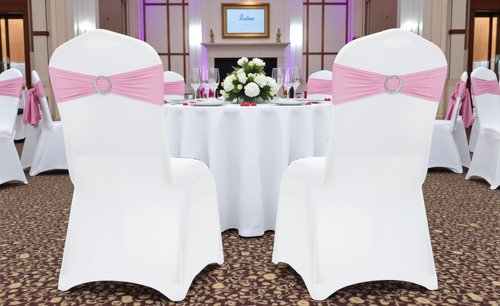 MDS Spandex Chair Sashes - Pack of 200 Elastic Stretch Bands with Slider Bow for Wedding Decor | Blush Pink