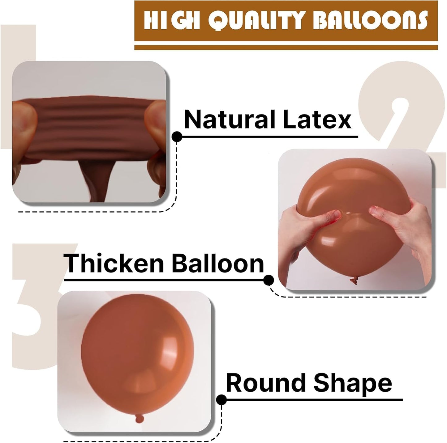 PartyWoo Brown Balloons - 50 Pcs 12 Inch Dark Brown Latex Helium Balloons for Weddings & Celebrations