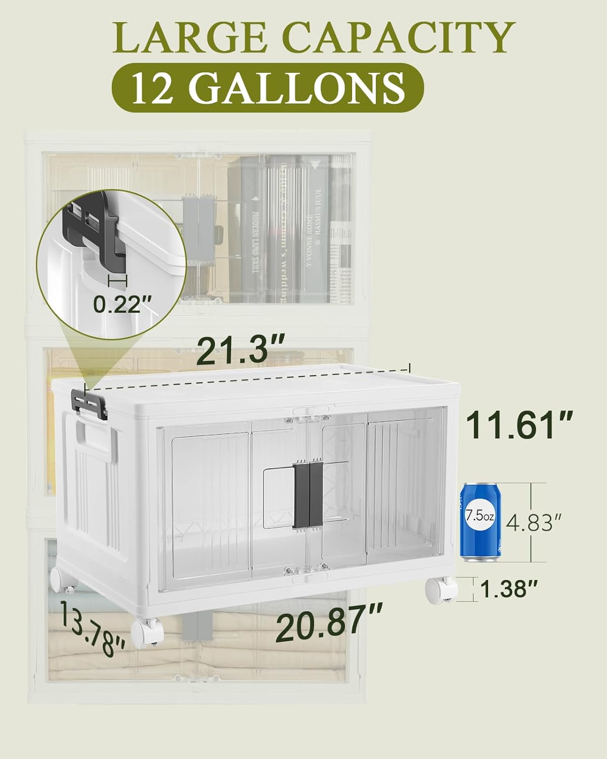 OlarHike 144QT Lockable Storage Bins - Collapsible Plastic Organizer with Lids & Wheels, 3 Pack