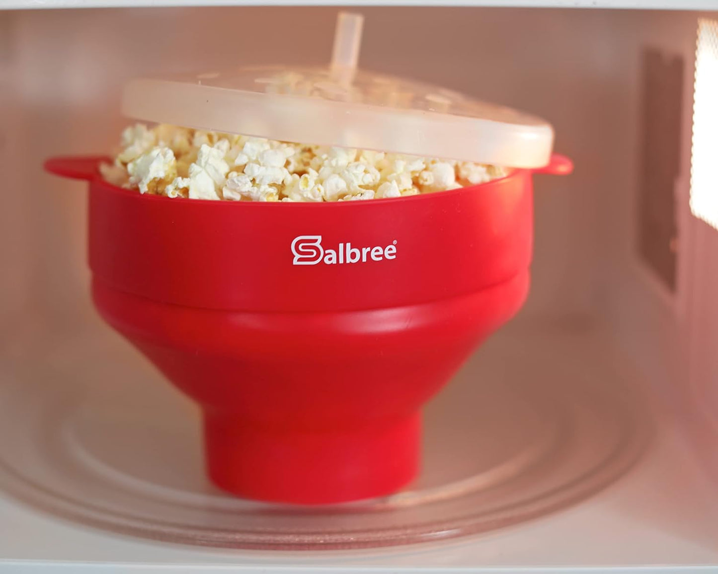 Salbree Collapsible Silicone Microwave Popcorn Popper - 16 Cup Capacity, Versatile & Colorful Options (Red)