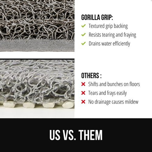 GORILLA GRIP Exfoliating Bath Mat - Soft Loofah-Style Scrubber with Quick Dry Drainage | 24x16, Gray