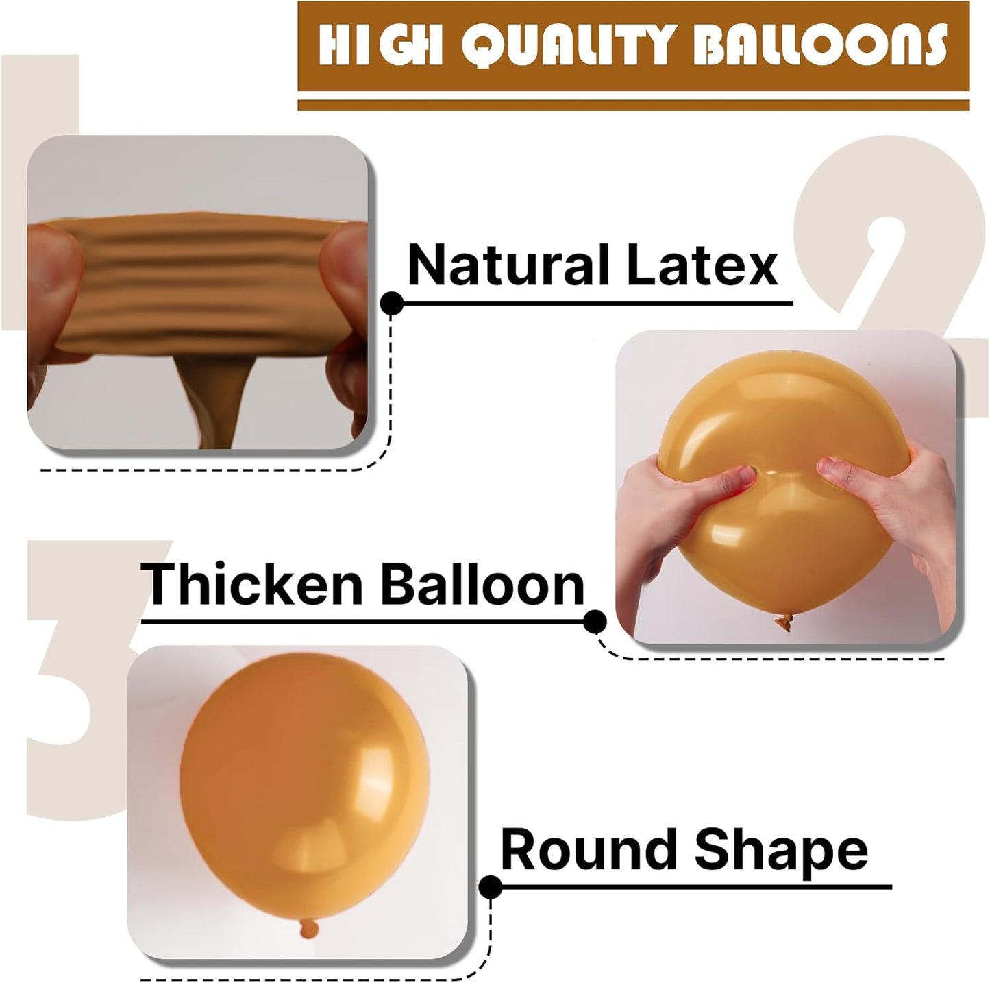 PartyWoo Tan Balloons - 12 Inch Boho Neutral Light Brown Latex Balloons for Graduation & Baby Showers