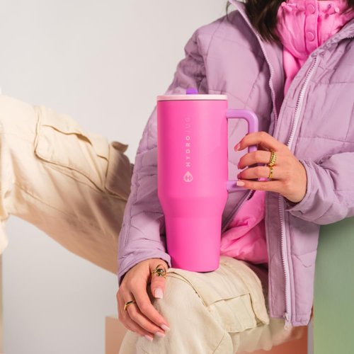 HydroJug Traveler - 32 Oz Insulated Water Bottle with Handle & Flip Straw - Leak Resistant, Camo Design