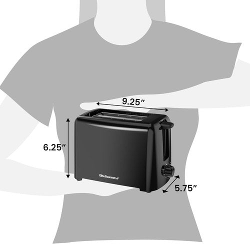 Elite Gourmet Cool Touch Toaster - 6 Temperature Settings & Extra Wide Slots for Bagels, Black