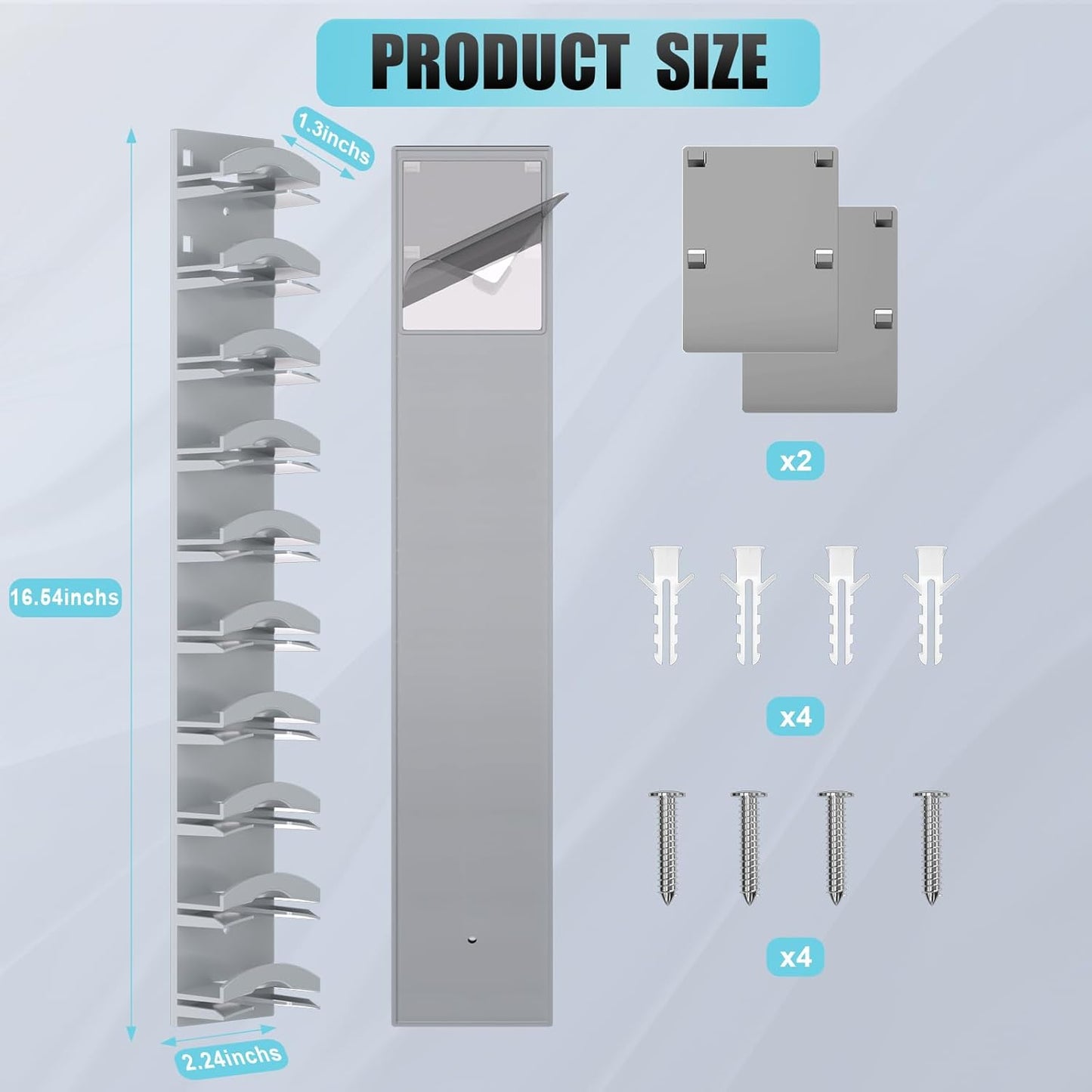 Skiennix Hat Organizer - Wall-Mounted Cap Rack with Strong Adhesive | Holds Up to 20 Hats, Grey