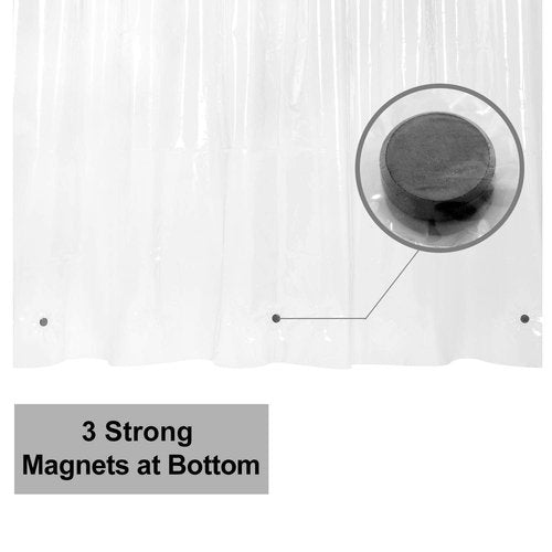 Barossa Design Narrow Shower Curtain Liner with 3 Magnets - 36" x 84", Waterproof PEVA Shower Liner for Small Extra Long Bathroom Stall, PVC Free, Metal Grommets - Clear, 36X84