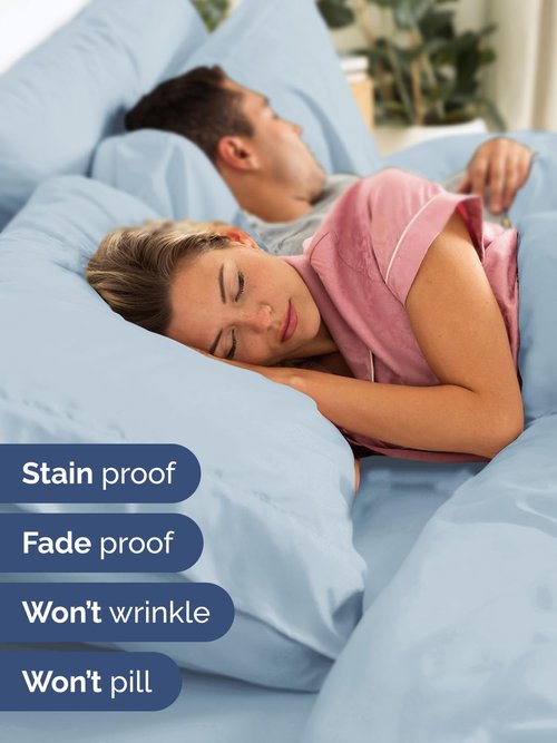 Extra Deep Cal King Sheet Set - 6 Piece Breathable and Cooling Sheets - Hotel Luxury Bedding for Women, Men, Kids & Teens - Easy & Secure Fit - Soft and Wrinkle Free - Extra Deep Pockets - Sky Blue