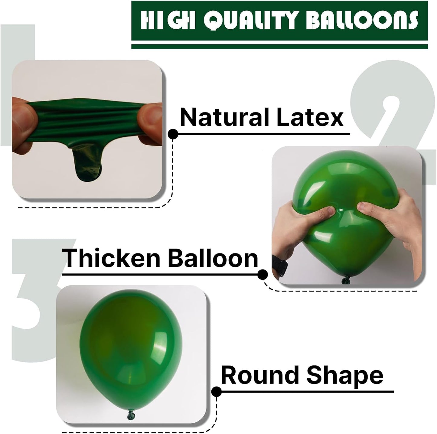 PartyWoo Dark Green Balloons - 50pcs 12 Inch Emerald Forest Green for Weddings & Celebrations