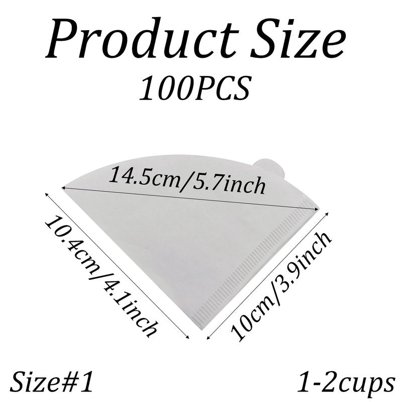 pson 100Pcs Coffee Filters #1, Disposable Coffee Filter Paper for 1-2 Cups, Compatible with Drip Coffee Maker and Pour Over(White)
