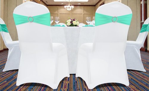 MDS Spandex Chair Sashes - Pack of 200 Elastic Stretch Bows with Buckle Slider for Wedding Decor - Sea Green