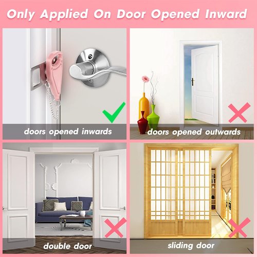 AceMining Portable Door Lock - Home Security Solution for Travel & Privacy | Pink (1 Pack)