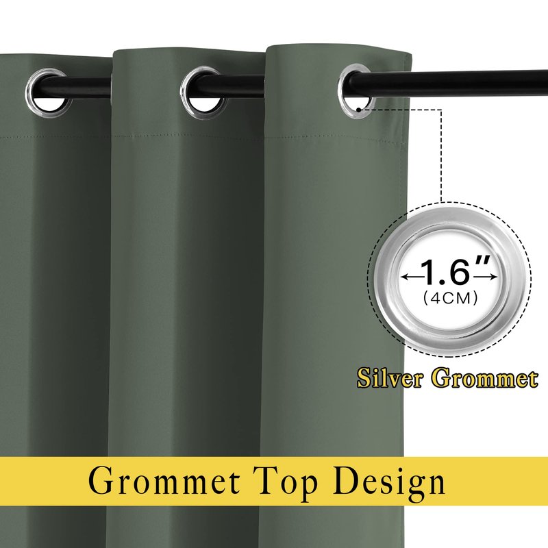 NICETOWN Blackout 90 inches Long Curtains for Living Room - Thermal Insulated Sound Dampening Grommet Room Darkening Window Treatments for Bedroom (Dark Mallard, 2 Panels, W46 x L90)