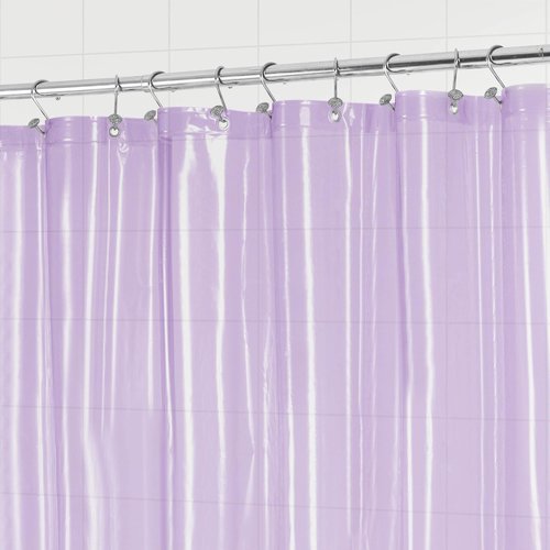 Barossa Design Clear Lavender Stall Shower Curtain Liner 36" W x 72" H - Waterproof Lightweight PEVA Plastic Shower Liner for Small Bathroom, 3 Bottom Magnets & Metal Grommets - Clear Lavender