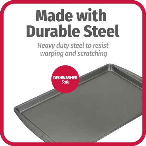 GoodCook Everyday Nonstick Carbon Steel Baking Sheet Set - 17 x 11-Inch, 2 Pack | Medium Cookie Sheets for Oven Baking