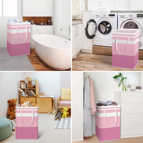 HomeHacks Large Waterproof Laundry Baskets - Collapsible Hampers with Reinforced Handles | Blue & Pink, 88L Each