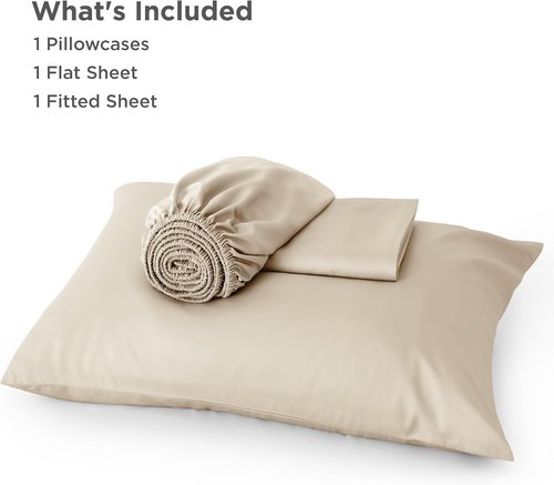 Bedsure Cooling Sheets - Twin Size Bamboo Rayon | Breathable, Soft & Luxurious Beige Bedding for Hot Sleepers