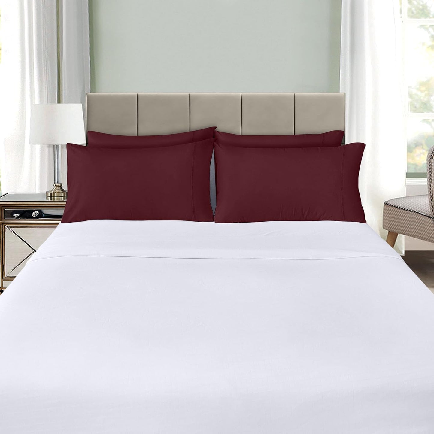 Utopia Bedding King Pillow Cases - Soft Brushed Microfiber - 4 Pack, 20 x 40 Inches, Burgundy