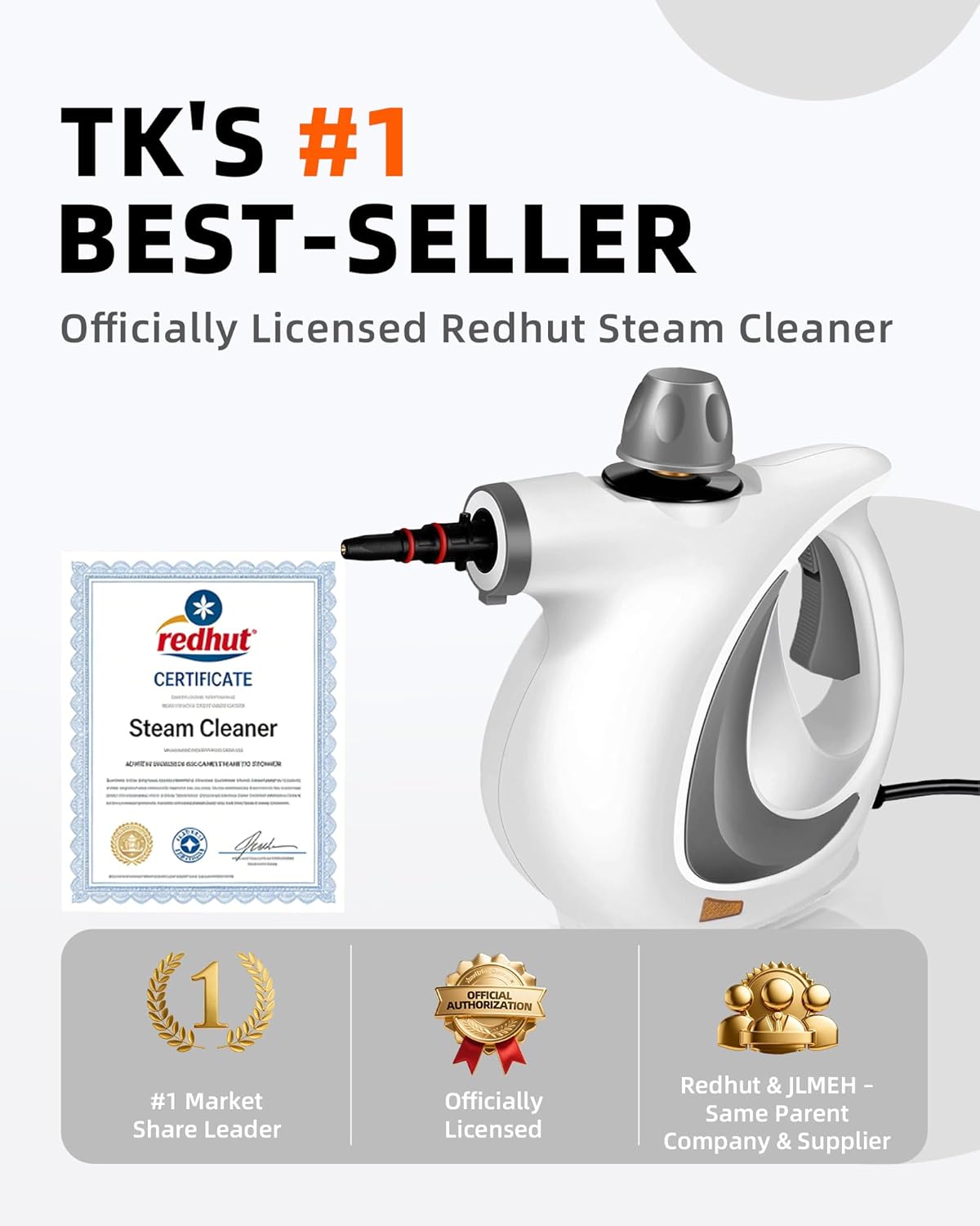 Skiennix Pressurized Handheld Steam Cleaner - 12-Piece Accessory Set for Multi-Surface Deep Cleaning | Dark Gray