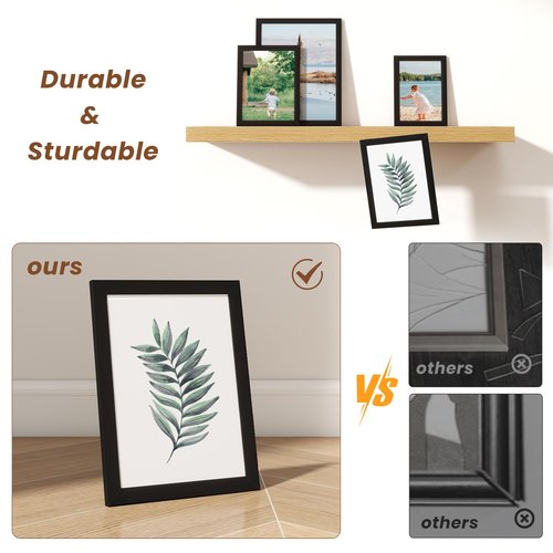 Heimlove 8x10 Picture Frame Set of 5,Black Photo Frames Display 8"x10" Pictures,Picture Frames 8x10 Wall Gallery Collage Tabletop or Wall Mount,Poster Frame Display for Certificate Document