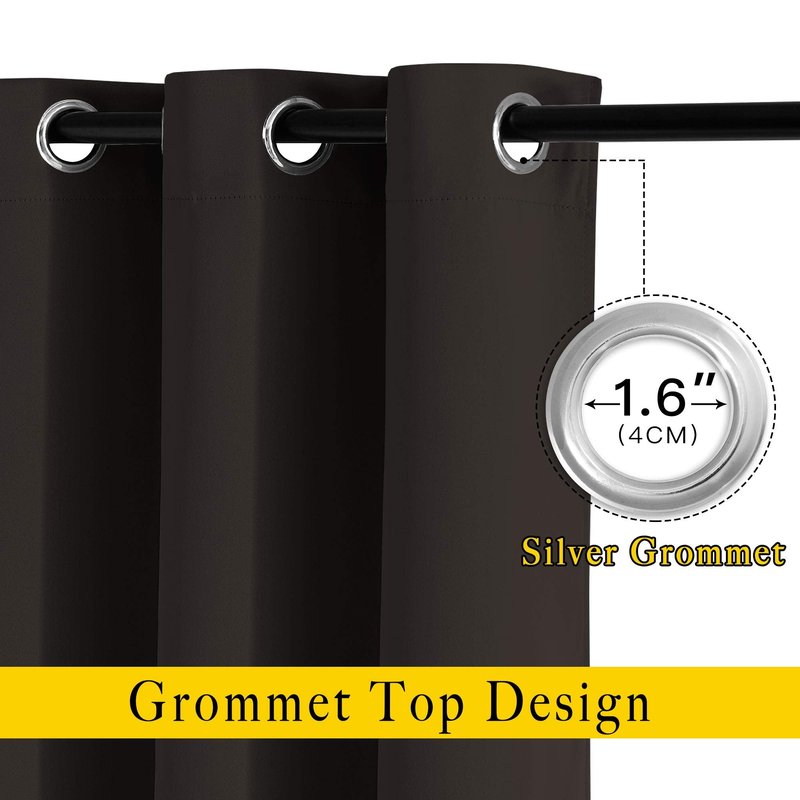 NICETOWN Room Darkening 118 inch Long Curtains, Grommet Thermal Drapes Weighted Room Divider Wide Window Treatments for Living Room, W66 x L118, Toffee Brown, 2 Panels