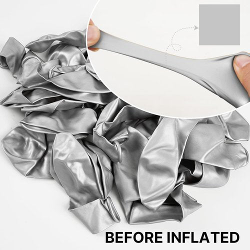 PartyWoo Metallic Silver Balloons, 50 pcs 12 Inch Silver Metallic Balloons, Silver Balloons for Balloon Garland or Arch as Wedding Decorations, Birthday Decorations, Party Decorations, Silver-G102