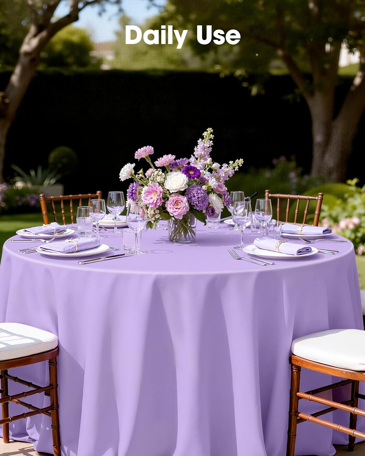 Pureegg Disposable Plastic Tablecloths - 84'' Round, Light Purple, Leakproof & Sturdy | 10 Pack for Easter Parties