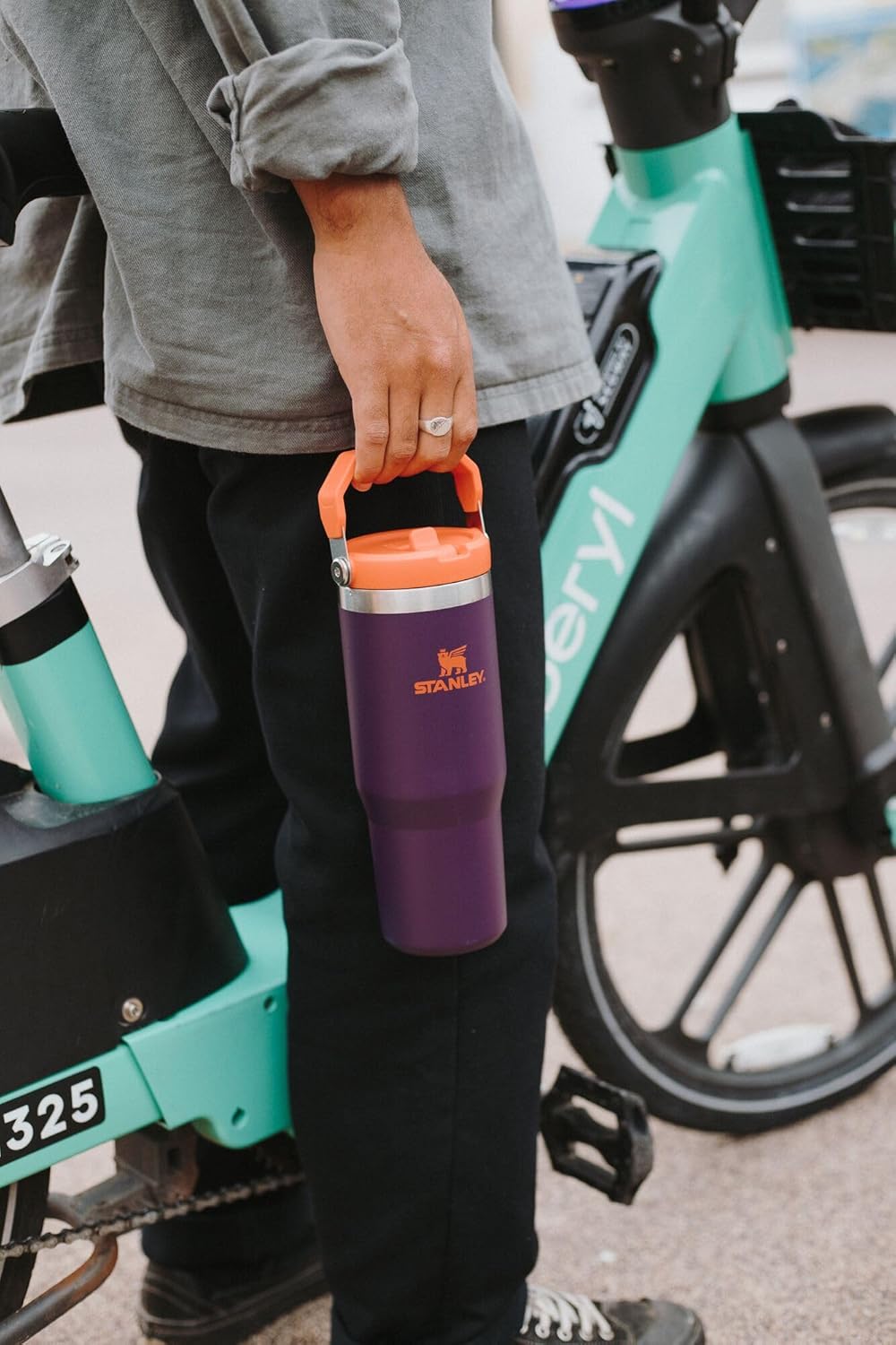 STANLEY IceFlow 2.0 Tumbler - 14 oz Insulated Stainless Steel Water Bottle with Flip Straw & Handle | Ash