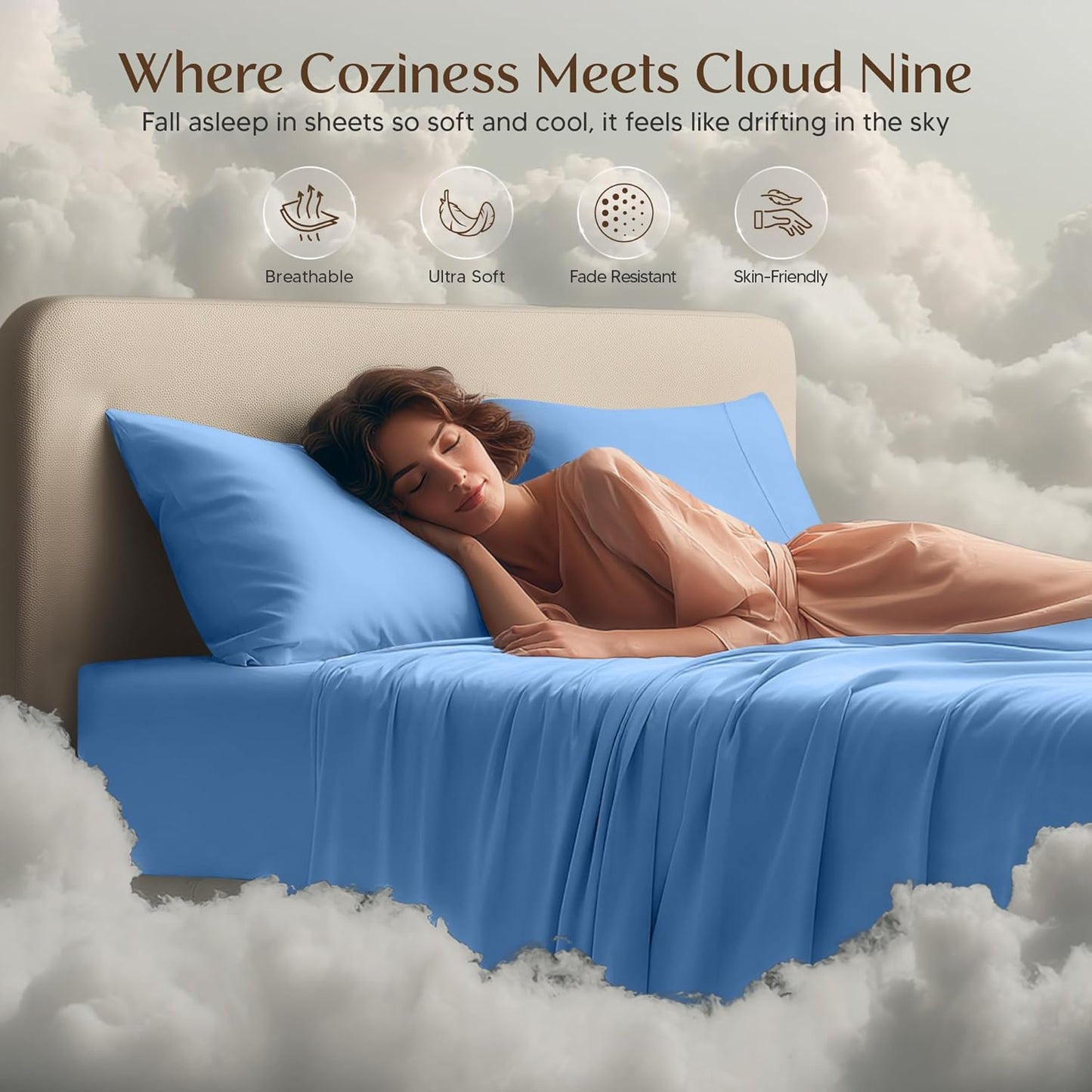 Utopia Bedding Queen Size Sheet Set - Soft, Breathable Microfiber - 4 Pieces in Dutch Blue