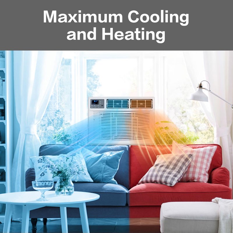 ROVSUN 8000 BTU Air Conditioner Window Unit with Heat, 4-in-1 Window AC Unit Cooler, Heater, Dehumidifier & Fan with Timer, Remote Control & Installation Kit for Rooms up to 350 Sq. Ft, 115V/60Hz