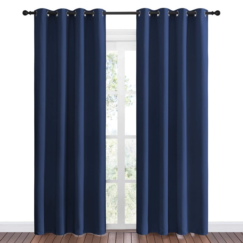 NICETOWN Navy Blackout Curtains 86" Long for Living Room, Thermal Insulated Window Treatment Light Reducing Room Darkening Drapes for Boys Kids Bedroom, Classroom, Apartment (55" W x 86” L, Set of 2)