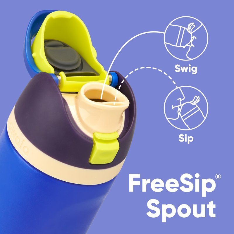 Owala Kids FreeSip Insulated Stainless Steel Water Bottle with Straw for Sports, Travel, and School, BPA-Free Sports Water Bottle, 16 oz, Celestial Sphere
