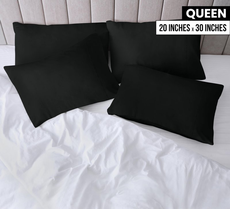 Utopia Bedding Queen Pillow Cases - 4 Pack - Envelope Closure - Soft Brushed Microfiber Fabric - Shrinkage and Fade Resistant Pillow Covers Queen Size 20 X 30 Inches (Queen, Black)