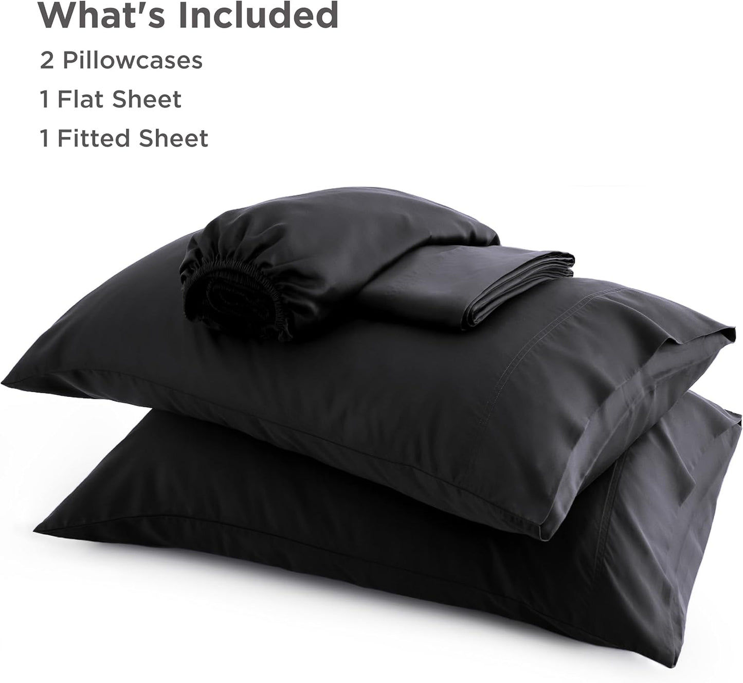 PureWoven King Size Sheet Set - Cooling Rayon Sheets from Bamboo | Soft, Breathable, Deep Pocket Design in Black