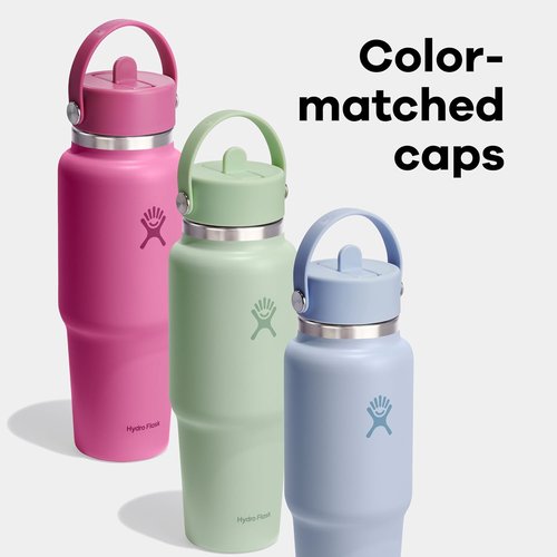Hydro Flask Travel Water Bottle - Insulated Stainless Steel - 40 Oz Birch Gray with Wide Straw Lid