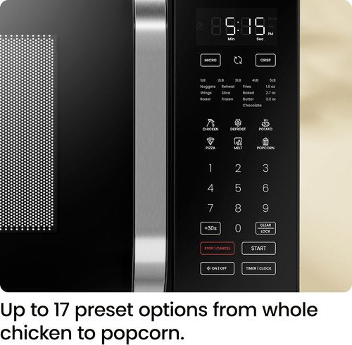 Chefman MicroCrisp Microwave Oven - 2-in-1 Convection & Crisper with Touchscreen, 1800W, 0.8 Cu. Ft. - Black