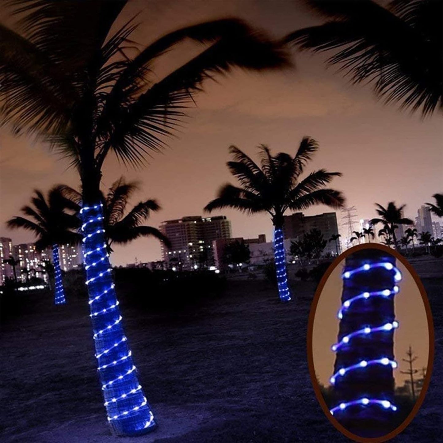 Skiennix 100ft LED Rope Lights - Waterproof & Flexible Tube Lighting with 8 Modes | Blue for Garden, Patio & Parties