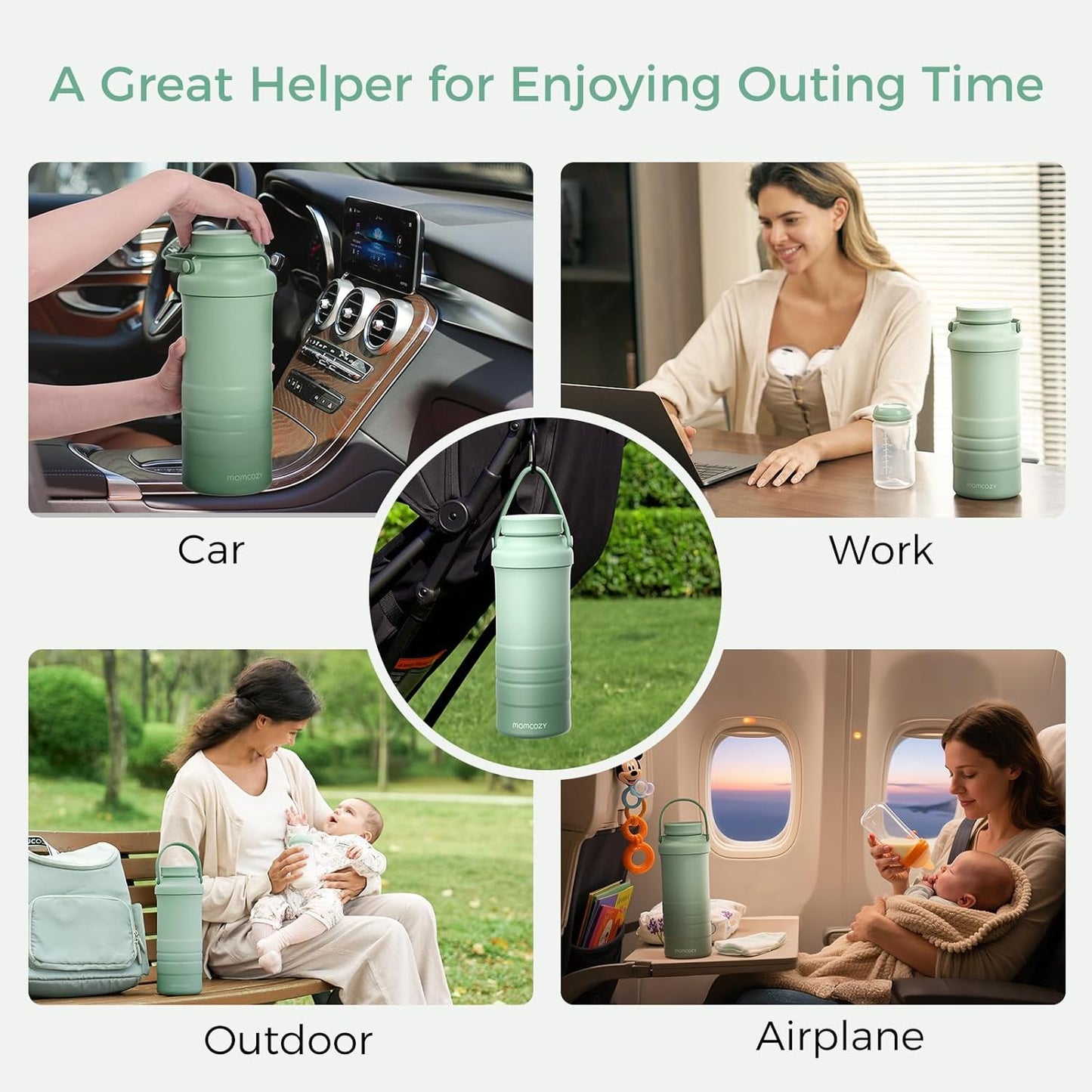 Momcozy 22oz Portable Breast Milk Cooler - 360ยฐ Cooling for 24 Hours | Includes 2 Baby Bottles